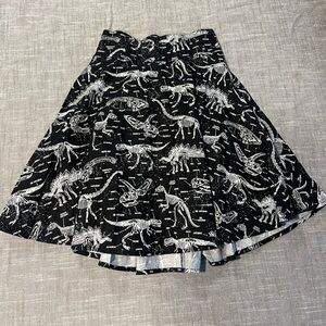 NWT Folter Dino Bones Glow‎ in the Dark Black Dinosaur Print Women's Skirt